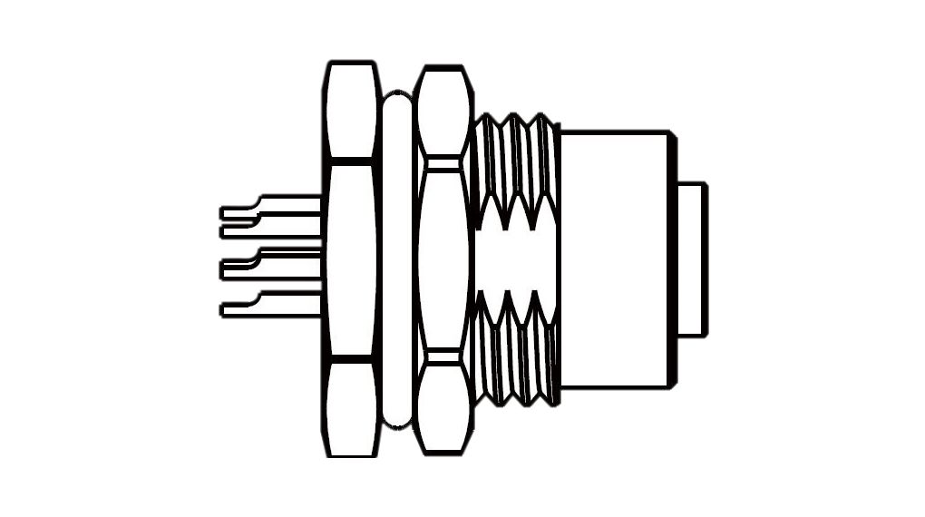 Connecteur cylindrique, M12, Prise, Droit, Pôles - 3, Soudage, Montage sur panneau